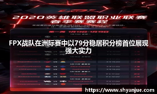 FPX战队在洲际赛中以79分稳居积分榜首位展现强大实力
